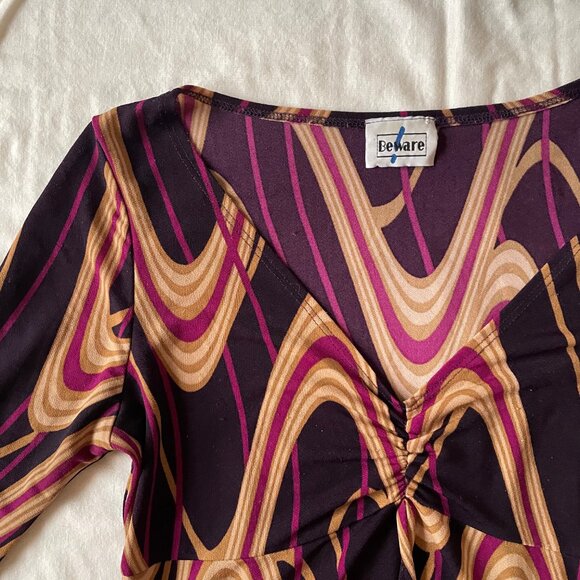 Retro Wavy Fairy Whimsygoth V-Neck Blouse 3/4 Sleeve Fairy Hem Lightweight - Picture 6 of 11